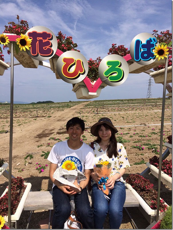【公式】観光農園花ひろば （いちご狩り/ひまわり/松葉ボタンなどの花が楽しめる） » ひまわり畑の中でプロポーズ！カップルのお二人を紹介